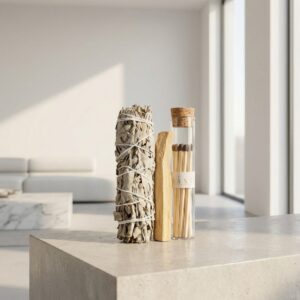 מארז טיהור מרווה לבנה פאלו סנטו וצנצנת גפרורים