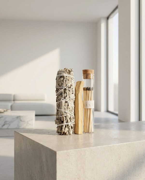 מארז טיהור מרווה לבנה פאלו סנטו וצנצנת גפרורים