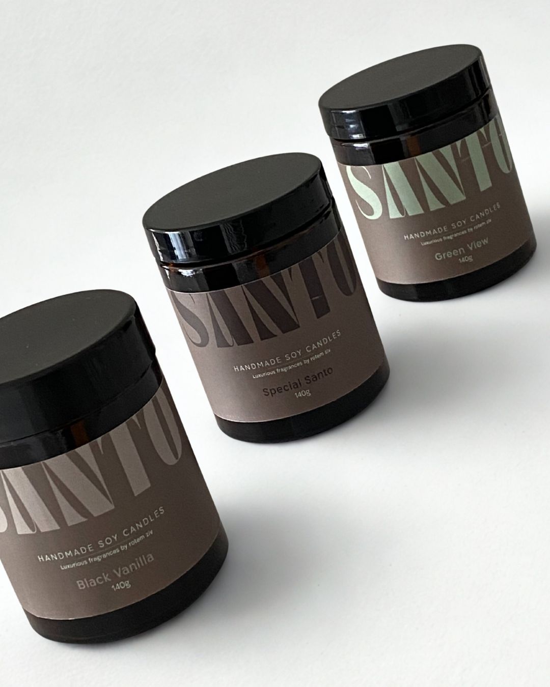 2 נר סויה ריחני בעבודת יד