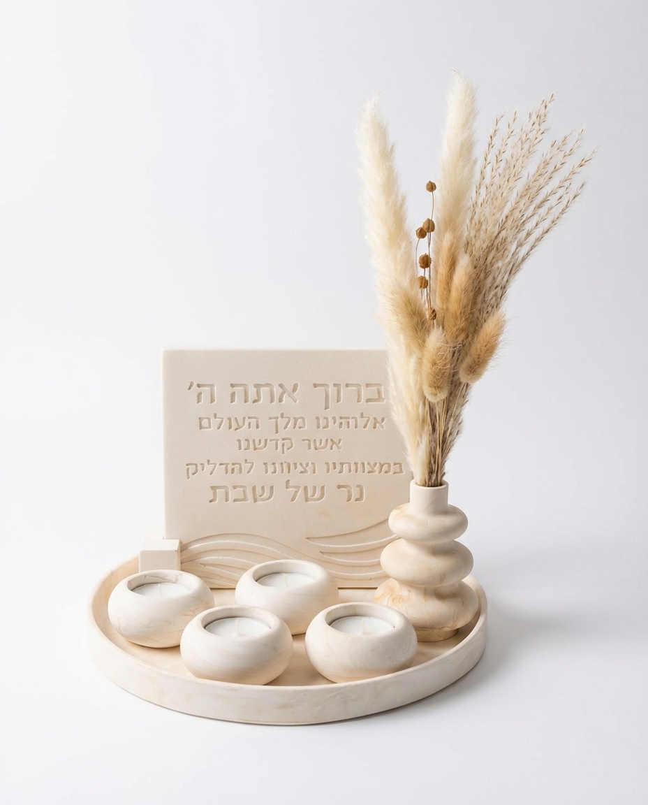 _____5r974mbr57o1bp1eicjj_1 סט הדלקת נרות שבת מבטון בעבודת-יד