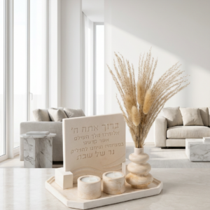 סט הדלקת נרות שבת מבטון בעבודת-יד