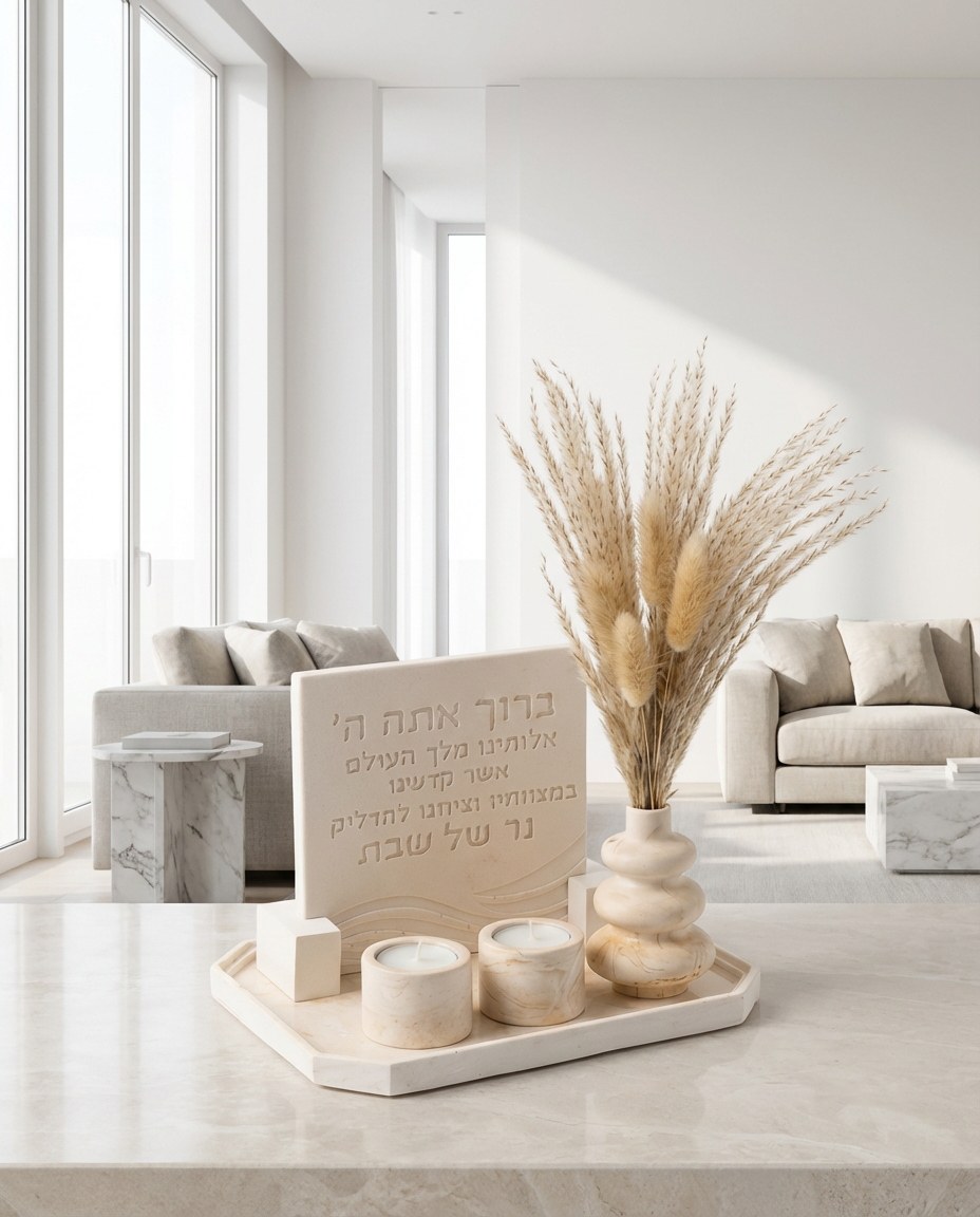 place_the_product_from_the_uploaded_image_upright_and_centered_in_a_bright_elegant_modern_luxury_ho_k9z64uqgsgv0v3vecx3y_0 סט הדלקת נרות שבת מבטון בעבודת-יד