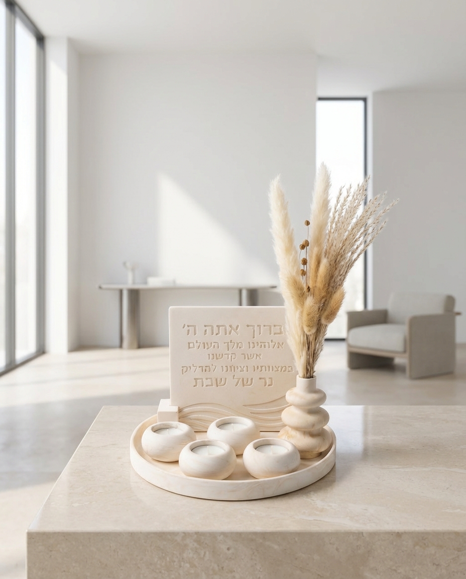 place_the_product_from_the_uploaded_image_upright_and_centered_in_a_bright_elegant_modern_luxury_ho_ljhyn6kfuzz2tpk60yb2_1 סט הדלקת נרות שבת מבטון בעבודת-יד