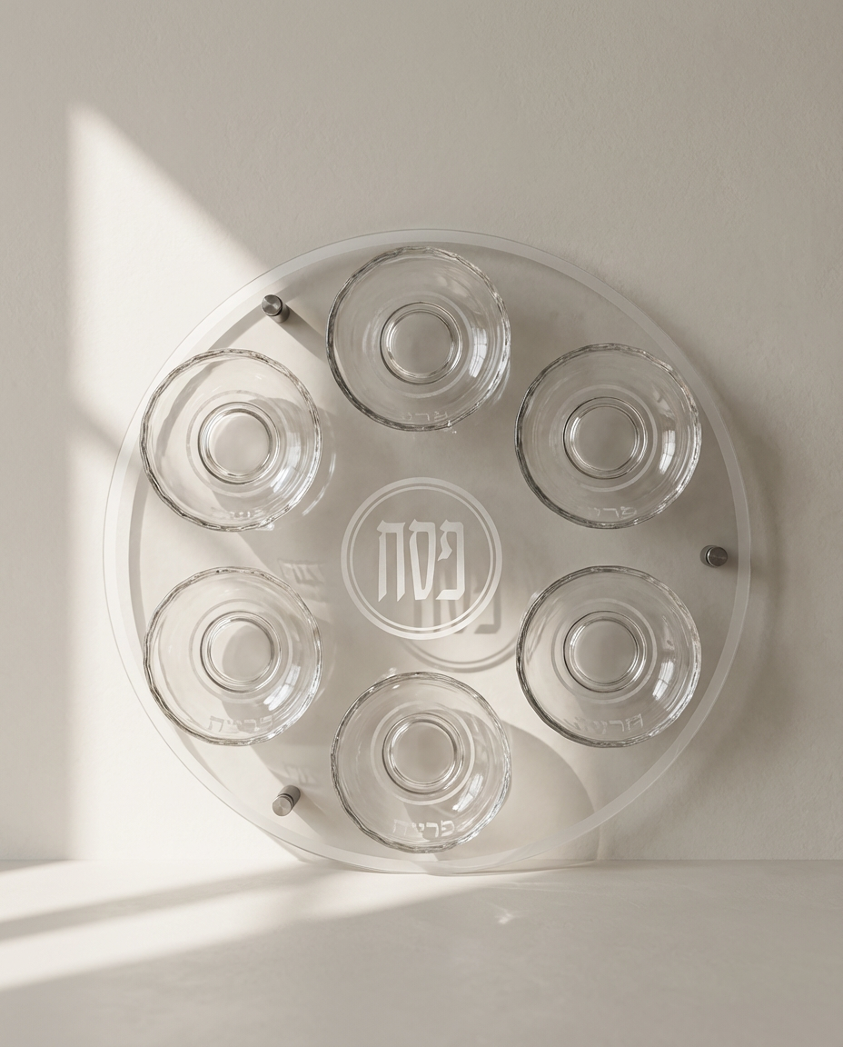 צלחת פסח מהודרת מזכוכית וקריסטל