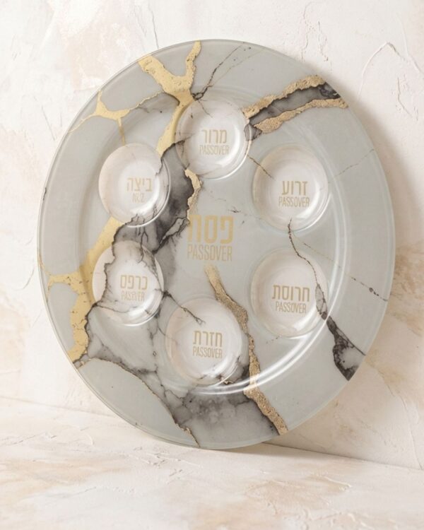 קערת פסח צלחת פסח מהודרת מזכוכית