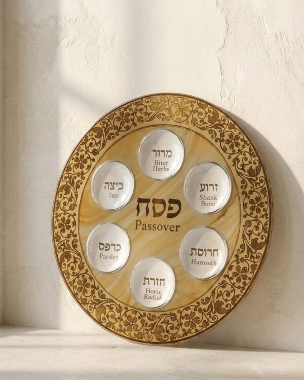 קערת פסח צלחת פסח מהודרת מזכוכית