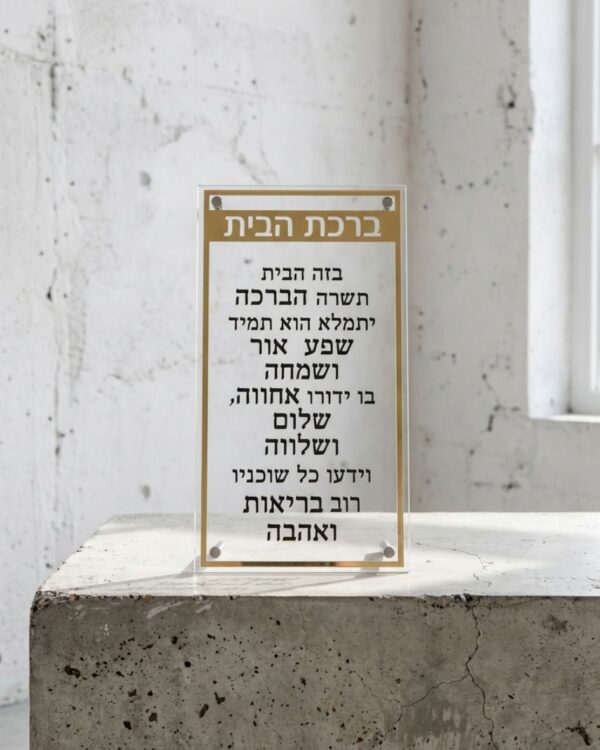 ברכת הבית אקריליק מסגרת זהב