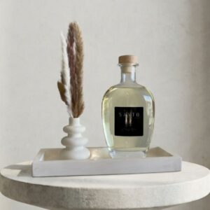 מגש בטון עבודת יד מפיץ ריח יוקרתי 500 מל ואגרטל פמפס בעבודת יד