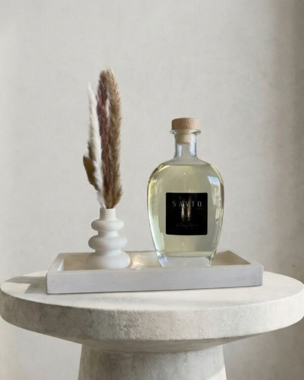 מגש בטון עבודת יד מפיץ ריח יוקרתי 500 מל ואגרטל פמפס בעבודת יד