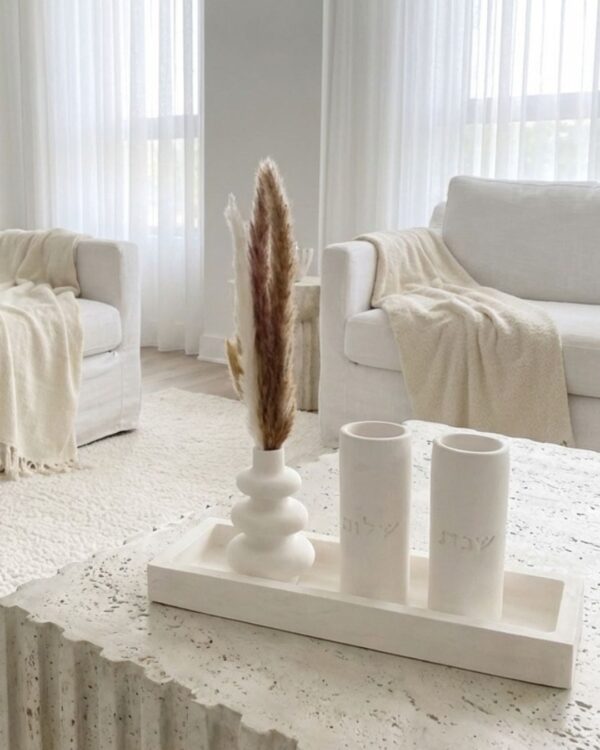 מגש עבודת יד אגרטל פמפסים ופמוטים שבת שלום עבודת-יד